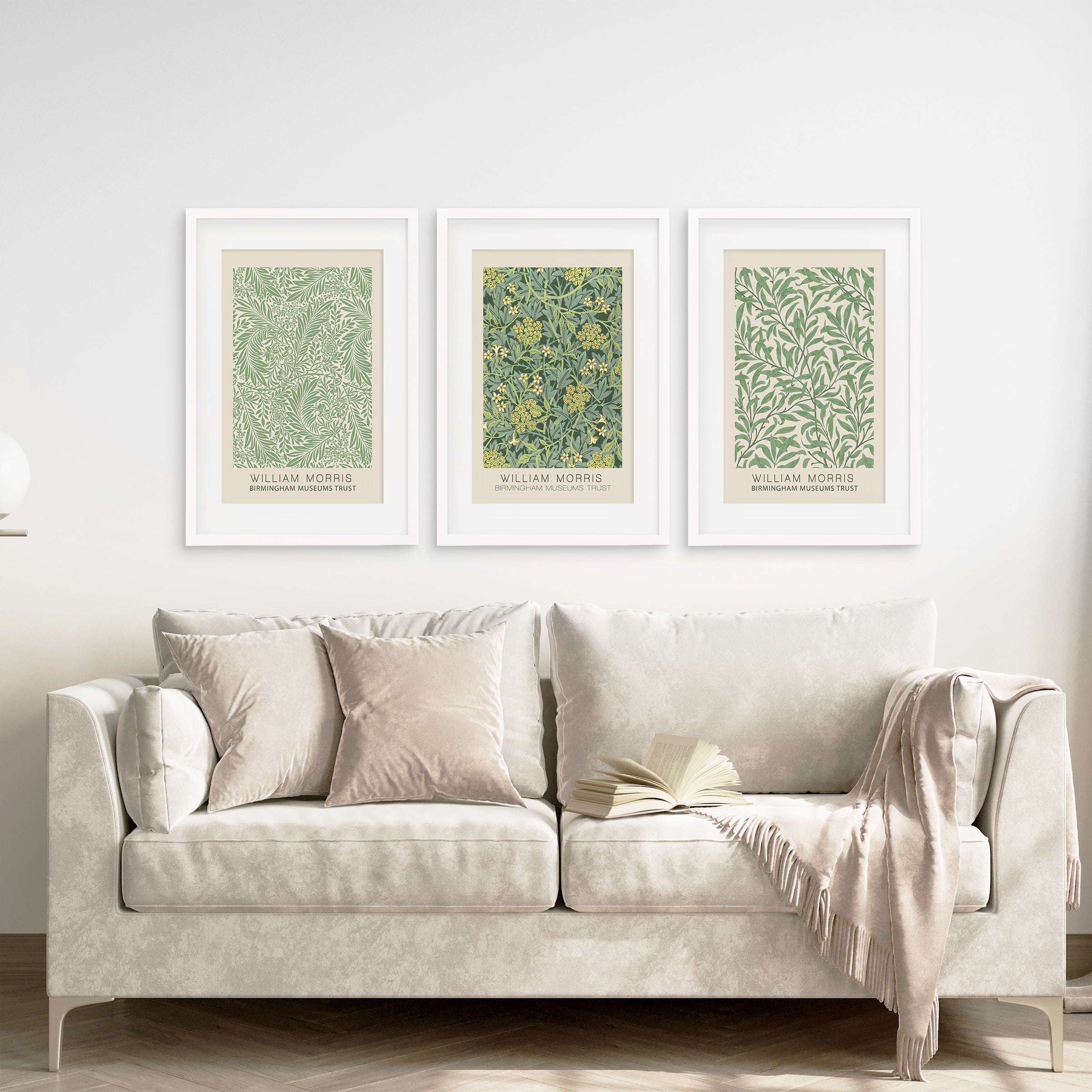 3-teiliges William Morris Wandbild-Set. Stil: Greenery Ausstellung