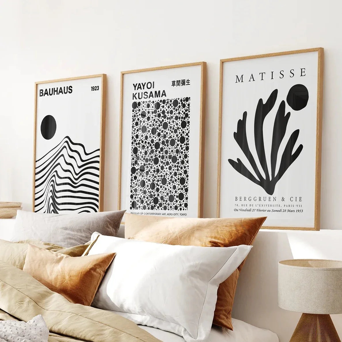 3er Set schwarz-weiße minimalistische Drucke