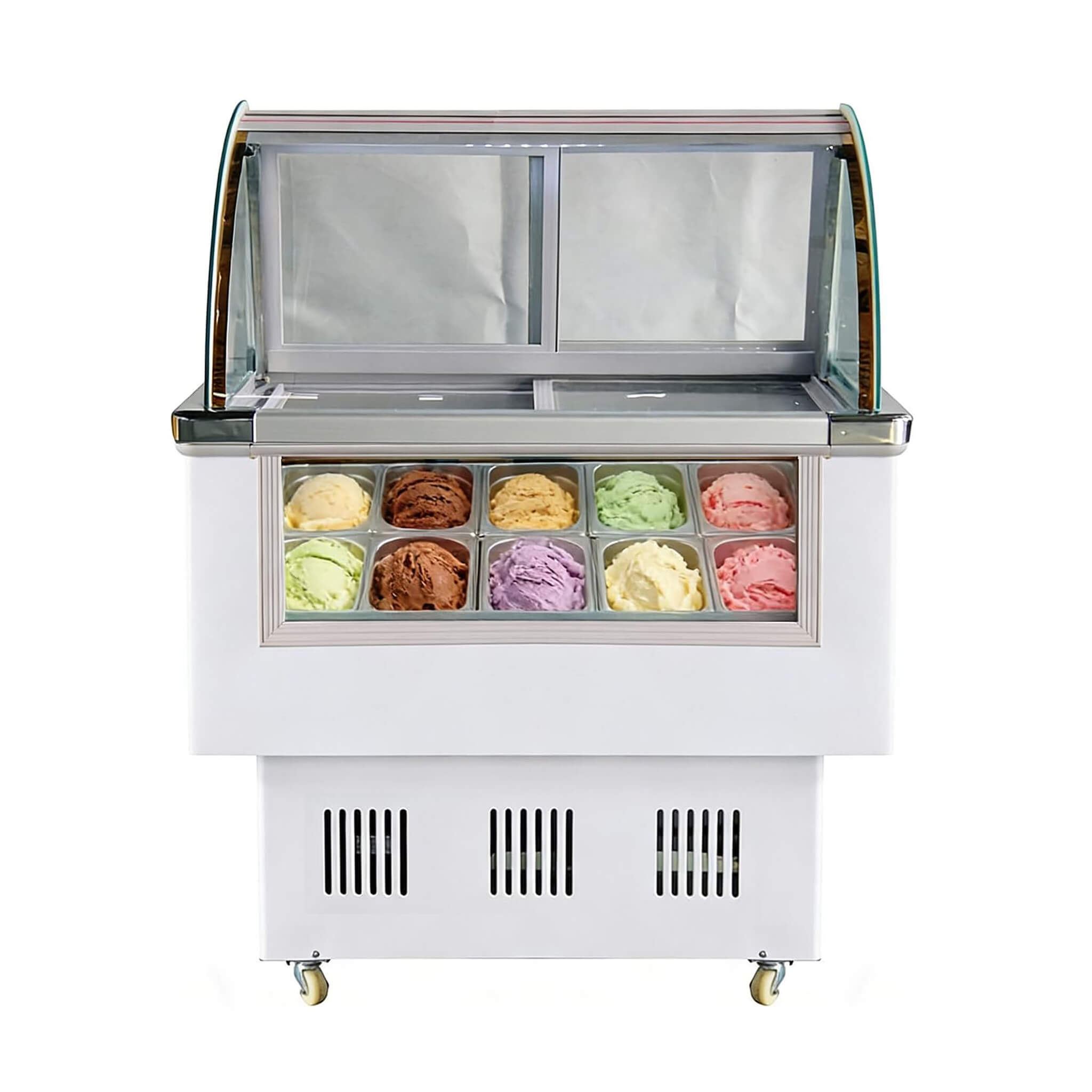 10-Pan 220V Commercial Gelato Display Freezer With LED Lighting (SAK59302)