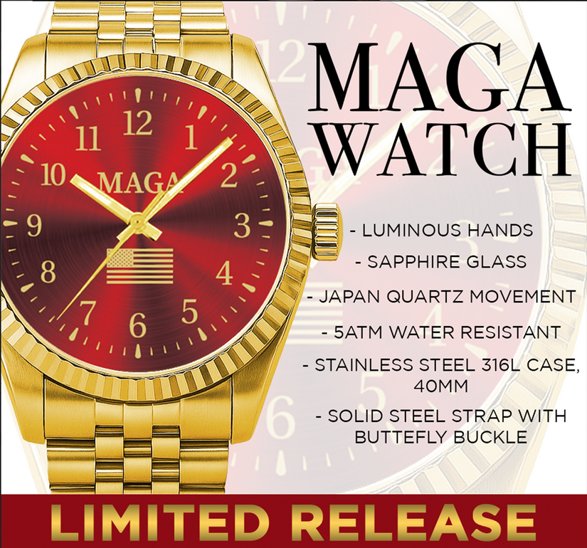 Gold & Rot MAGA Uhr