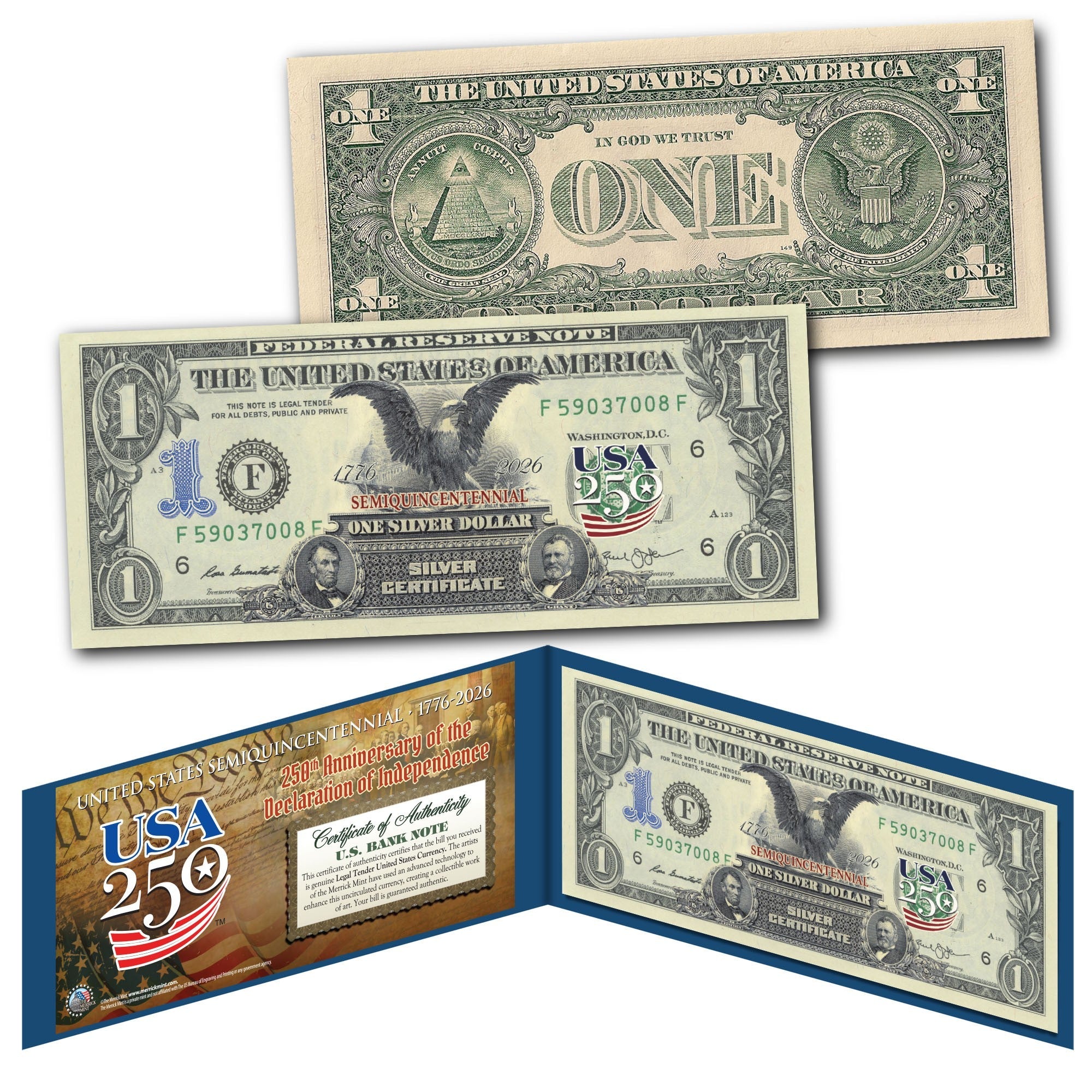 Black Eagle Echte 1-Dollar-Banknote – USA 250. Sammleredition