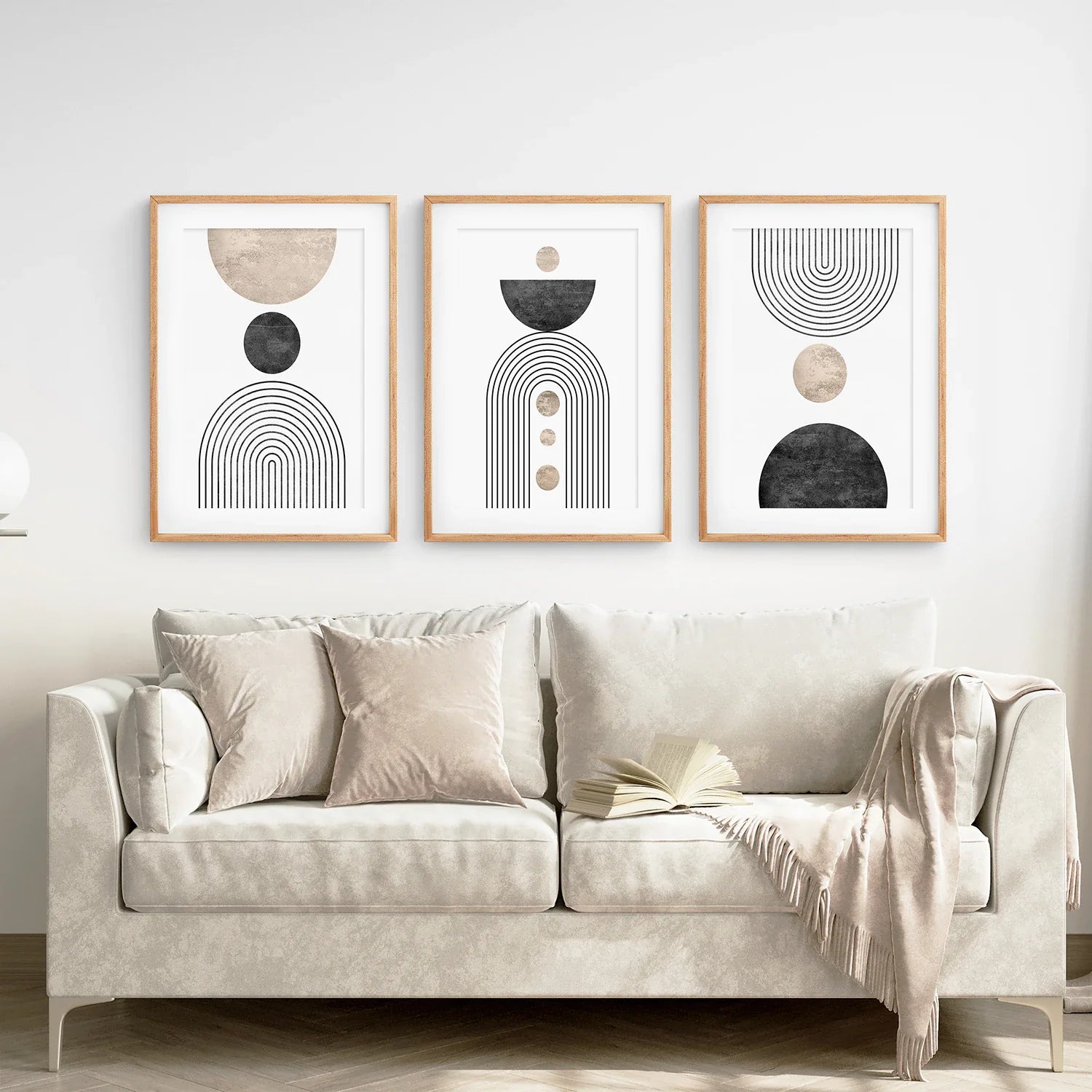 Minimalistisches Wandkunst-Set – Moderne Kunstdrucke Schwarzer Regenbogen