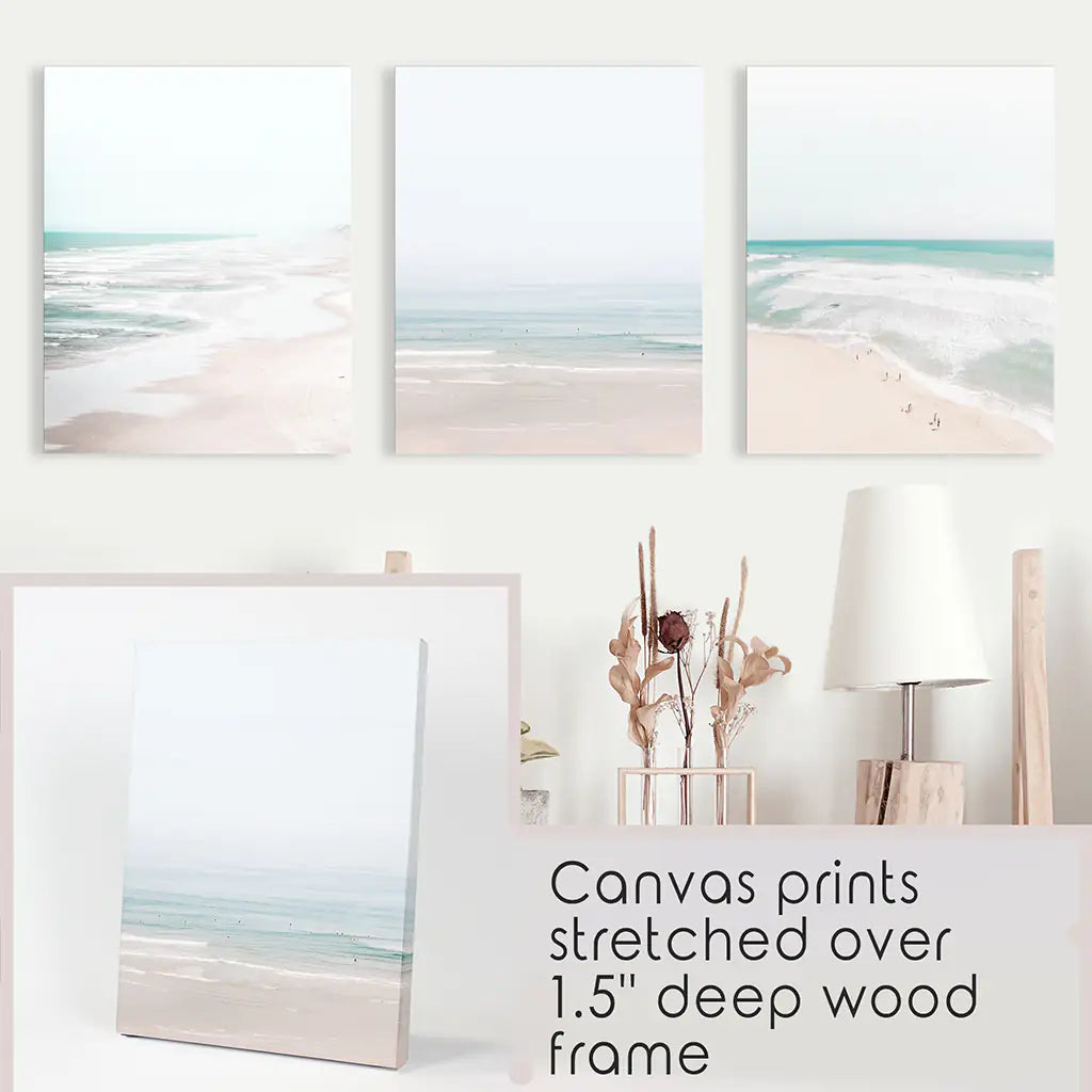 Minimalistisches neutrales Ozean-Strand-Wandkunst-Set mit 3 Teilen