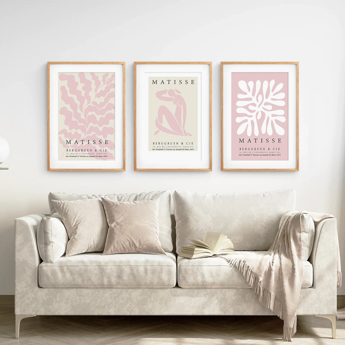 3-teiliges Wandkunstdruck-Set „Matisse in Rouge-Pink“