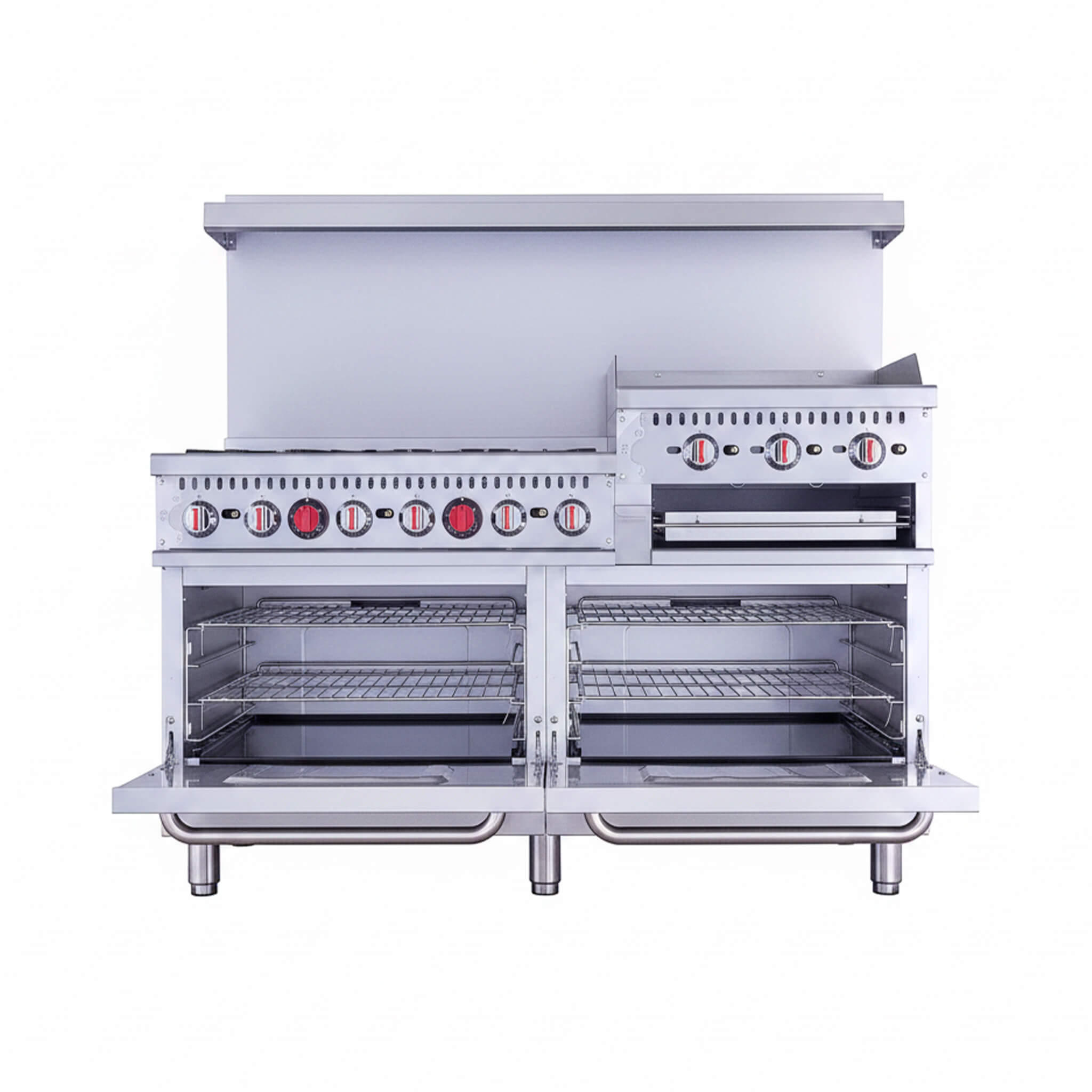 60-Inch Commercial 6-Burner 276K BTU Gas Range With Dual Ovens, Griddle And Salamander (SAK56914)
