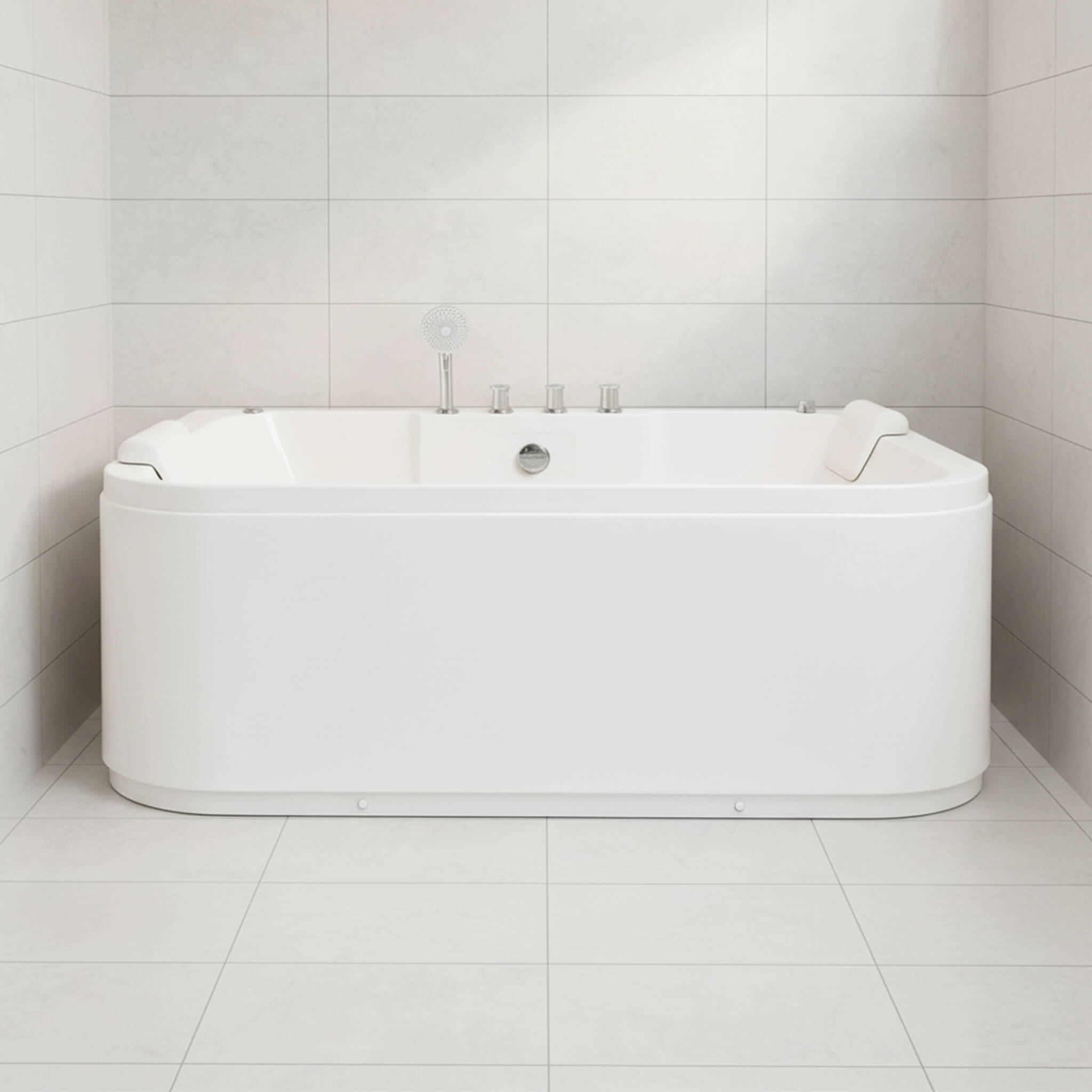 Nuvia 61-Inch 2-Person Acrylic Whirlpool Massage Bathtub With 16 Water Jets And LED Lights (SAK15780)
