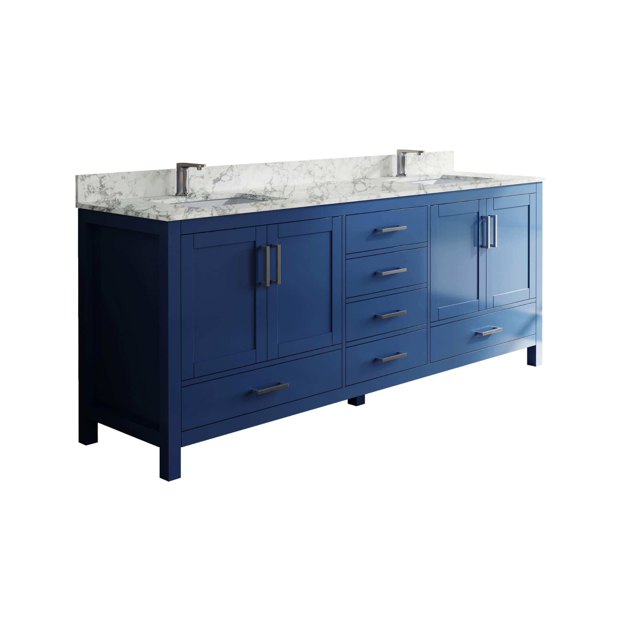 Nuvia 83-Inch Blue Modern Double Sink Freestanding Bathroom Vanity (SAK13972)