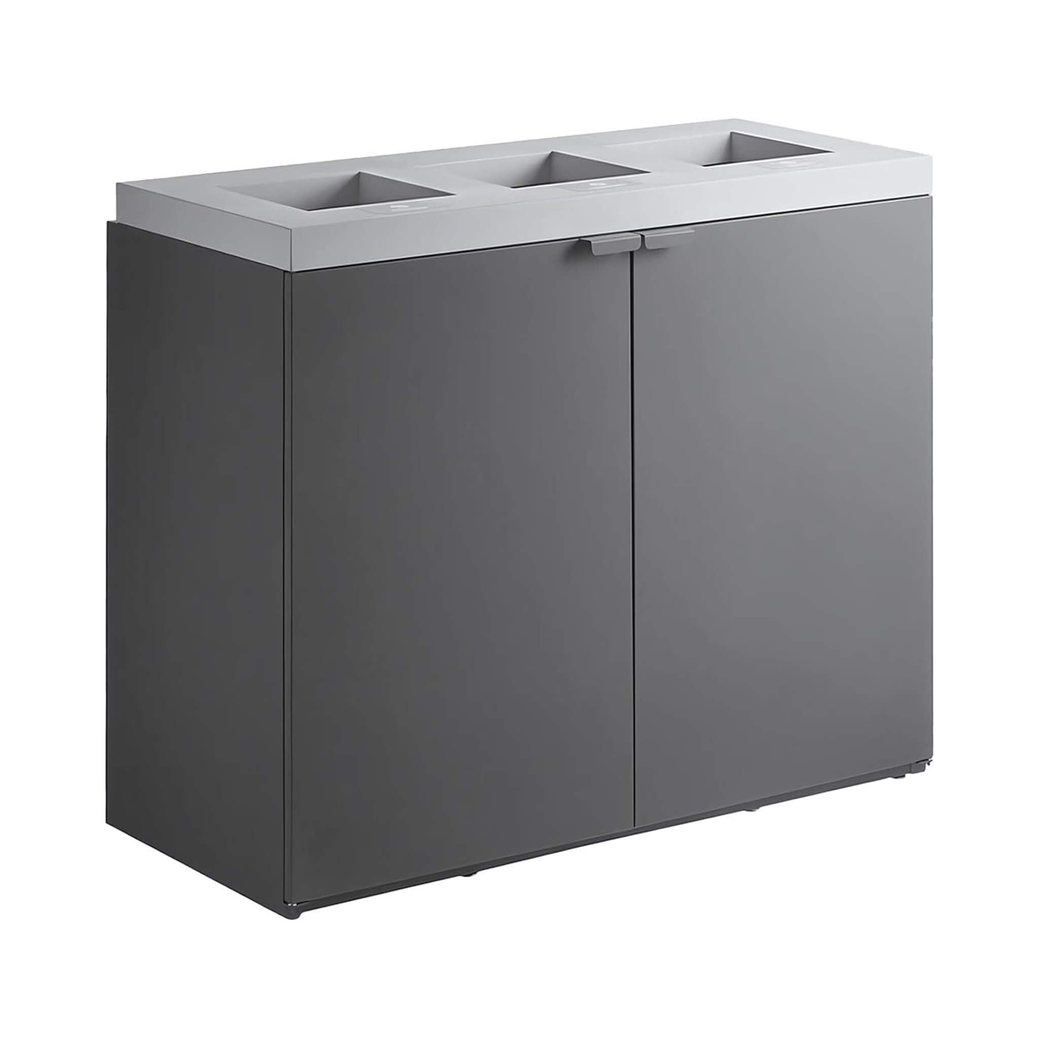 86-Gallon Heavy-Duty Commercial Steel Three-Stream Trash Can Cabinet (SAK80591)