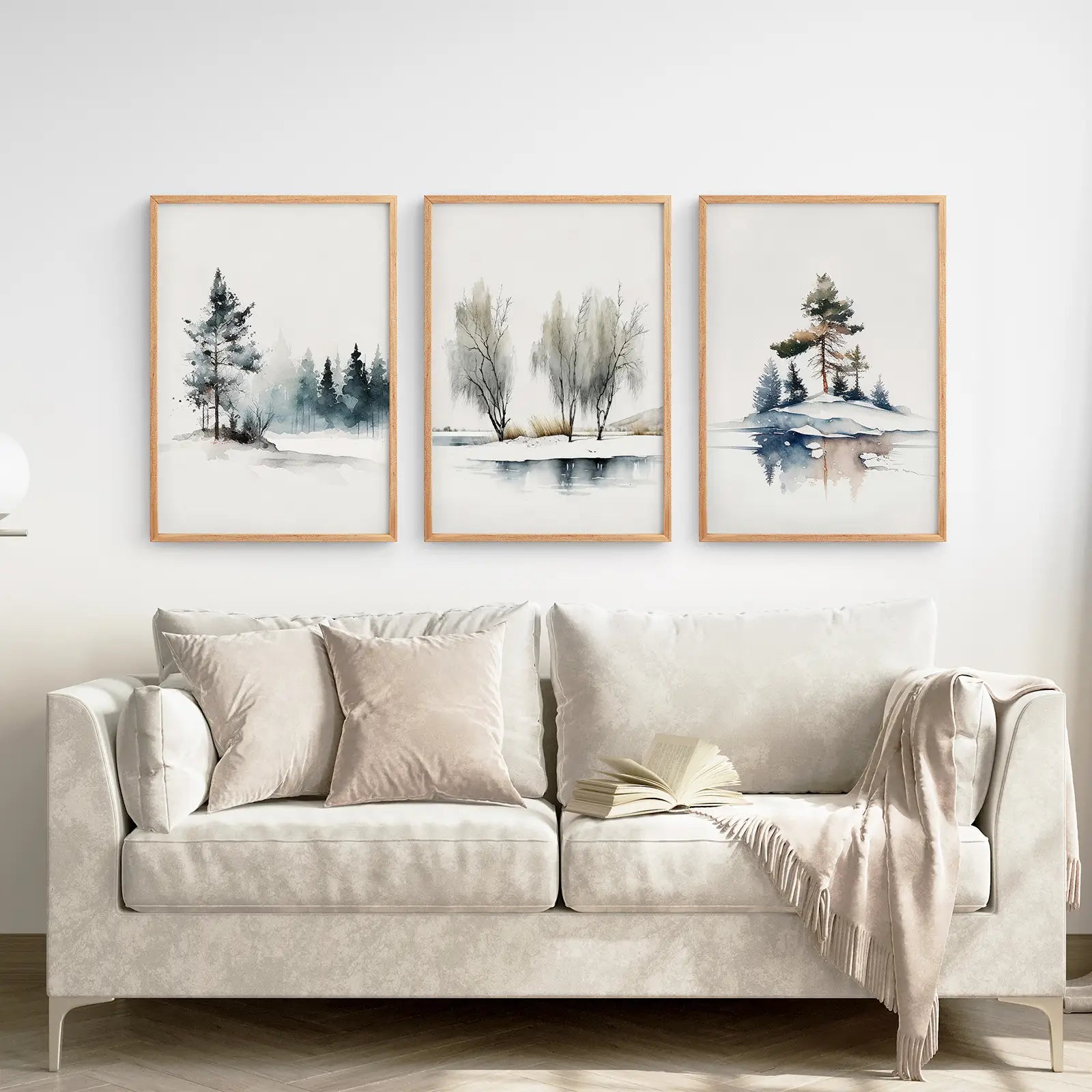 Winter Natur 3er-Set Wandkunst Kiefernwald Deko