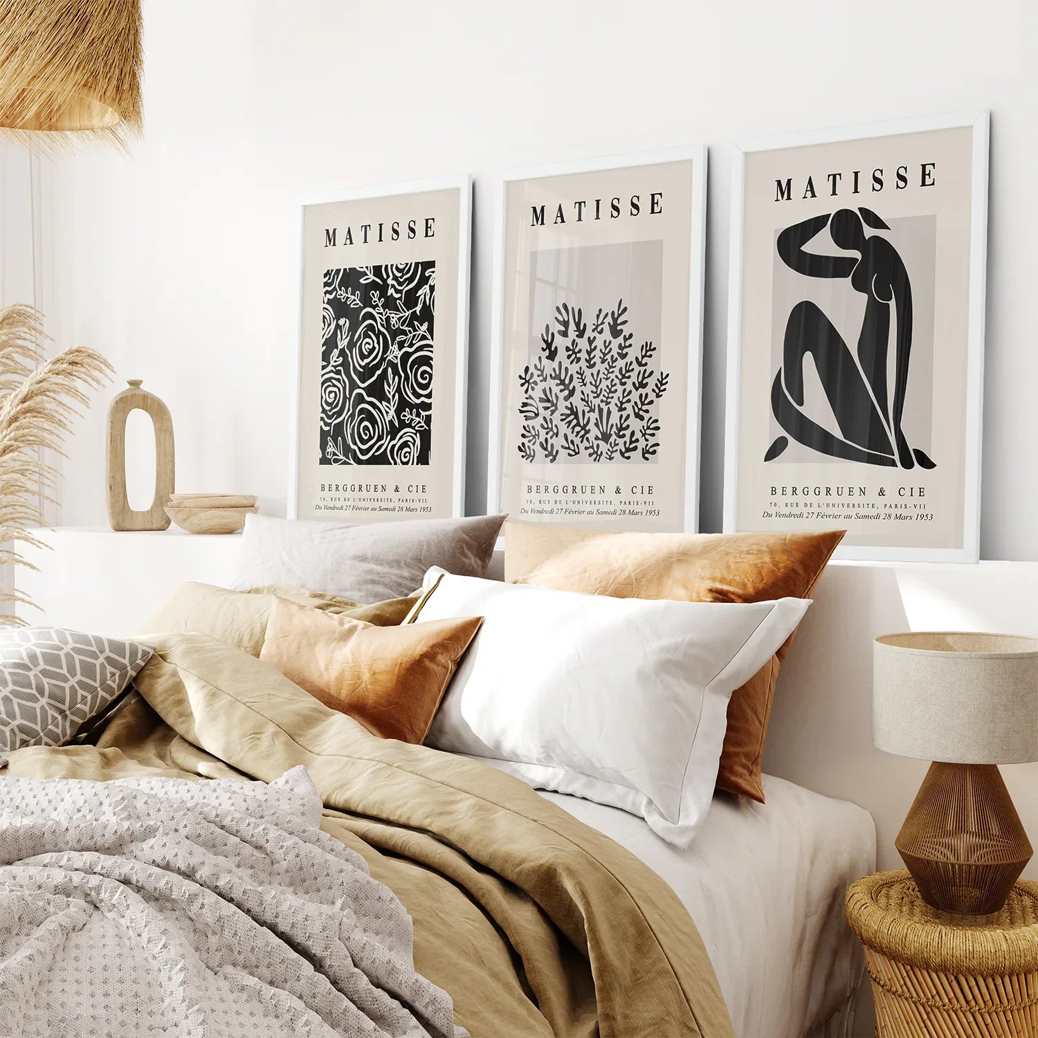 Schwarz Beige Vintage Henri Matisse Wandkunstdruck-Set