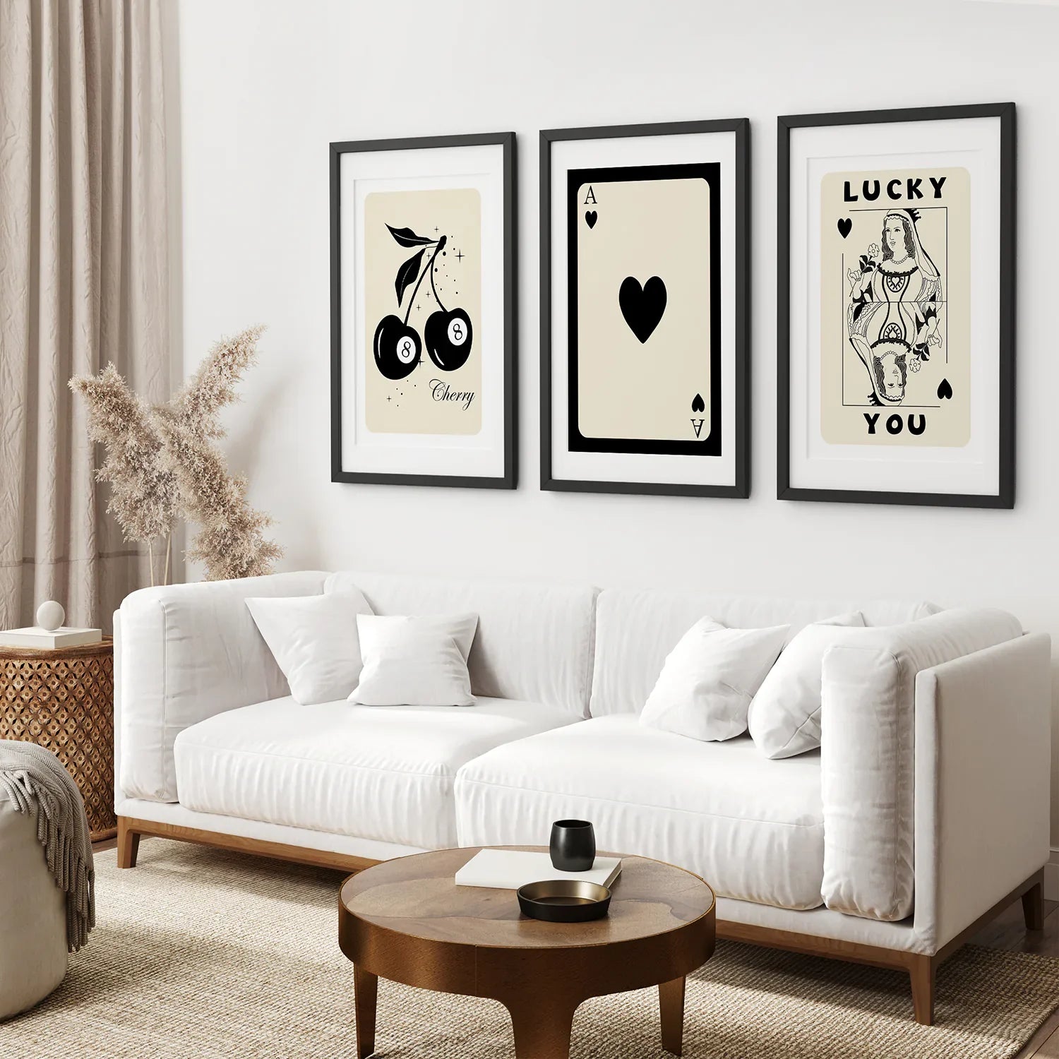 Beige Queen of Hearts Retro-Wandkunstposter