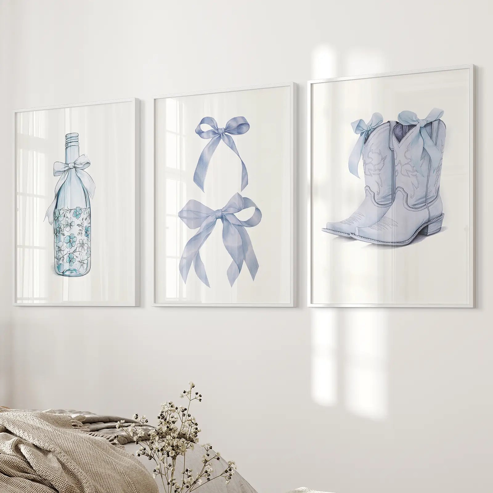 Preppy Aesthetic Schlafsaal-Dekoration Blaue Wandkunstdrucke