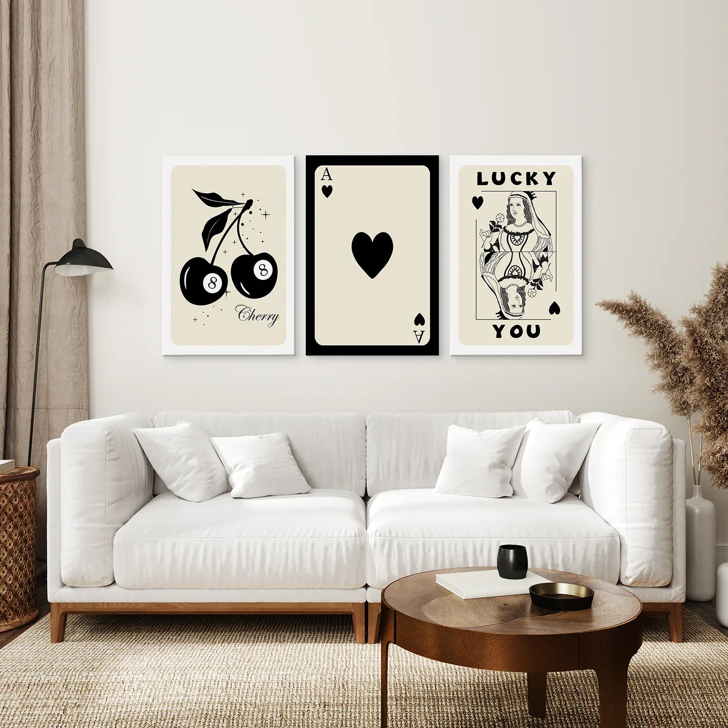 Beige Queen of Hearts Retro-Wandkunstposter