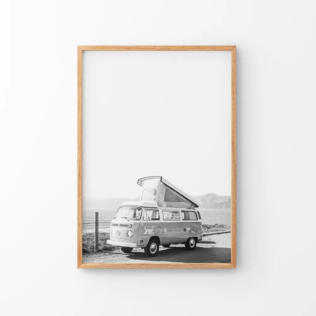 Schwarz-Weiß Hipster Van Poster. Sommerreise