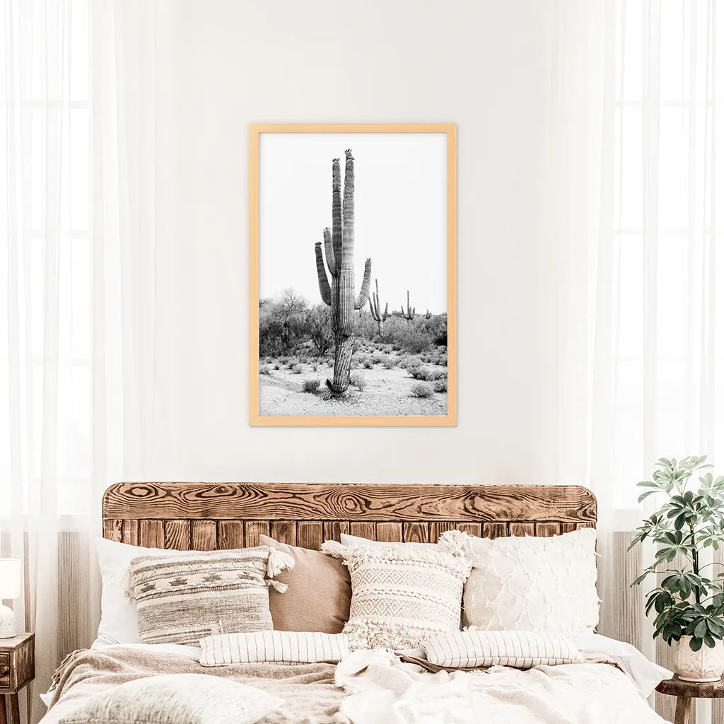 Schwarz-Weiß-Saguaro-Kaktus-Poster. Arizona Wüste Natur
