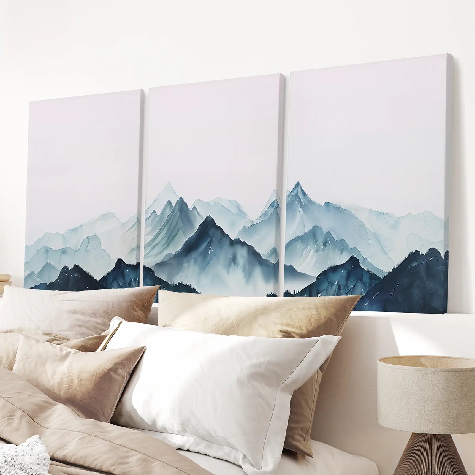 Moderne blaue Aquarell-Berglandschafts-Drucke