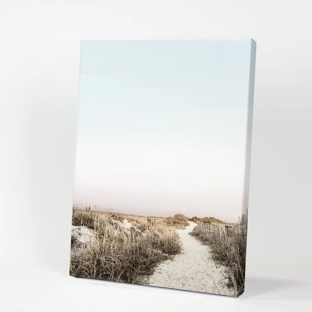 Boho Chic Wandkunstdruck. Sandiger Strandweg, Getrocknetes Gras