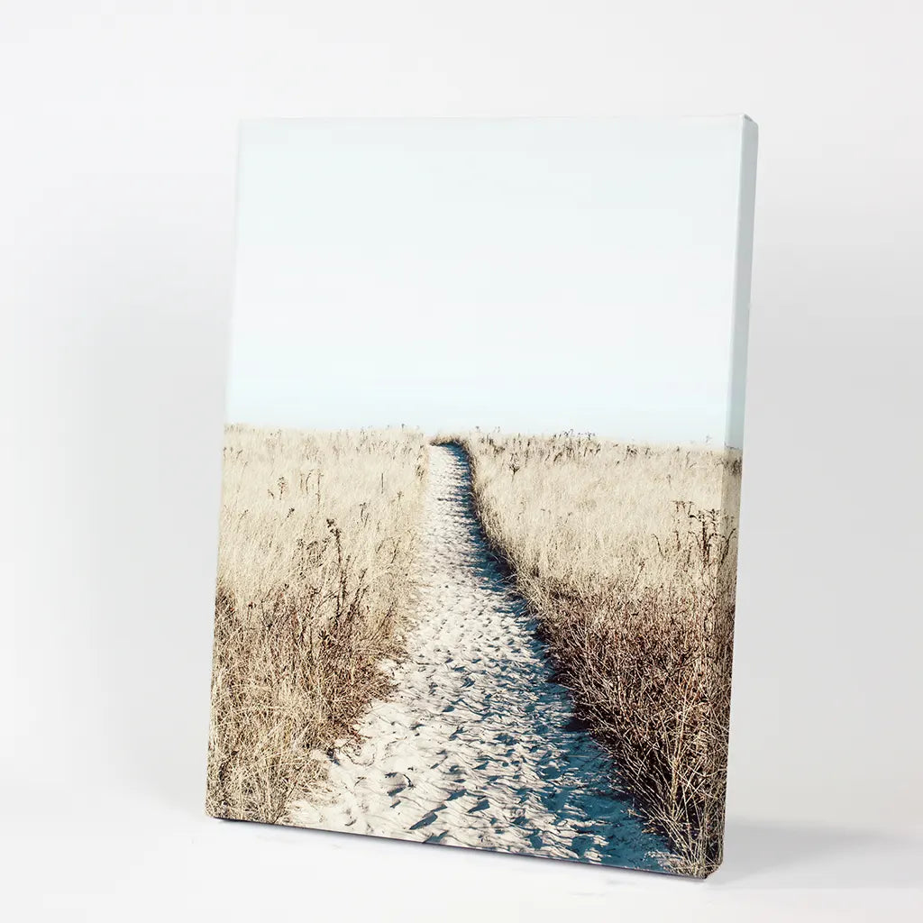 Ruhiger Strand Wandbild. Sanddünen, trockenes Gras