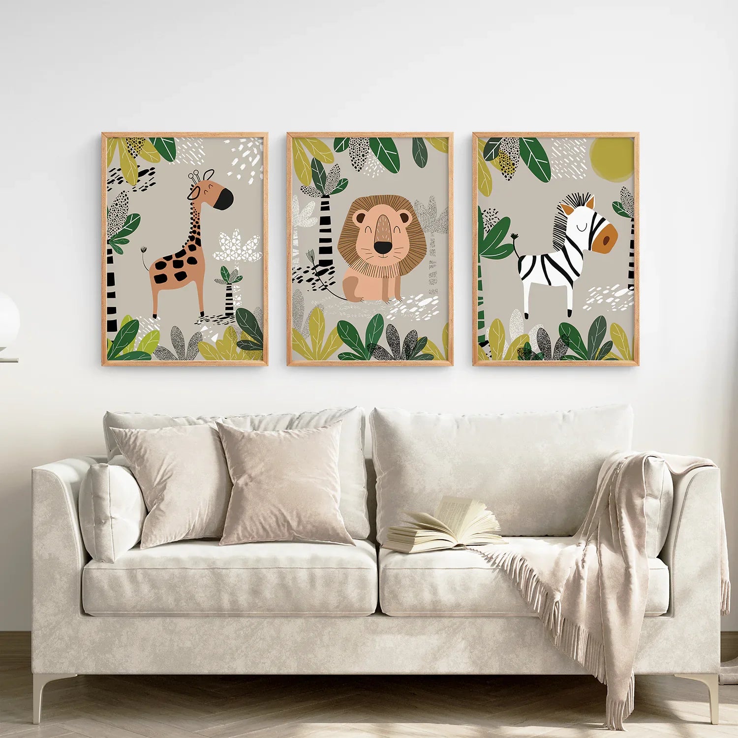 3er-Set Wandbilder „Safari-Babytiere“
