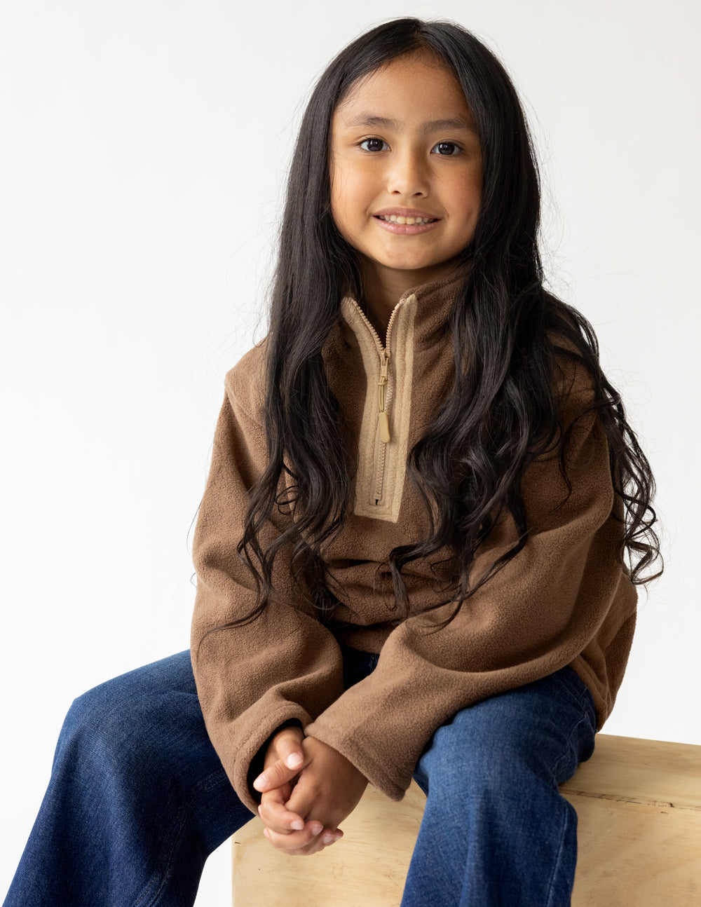 Brauner Fleece-Kinderpullover