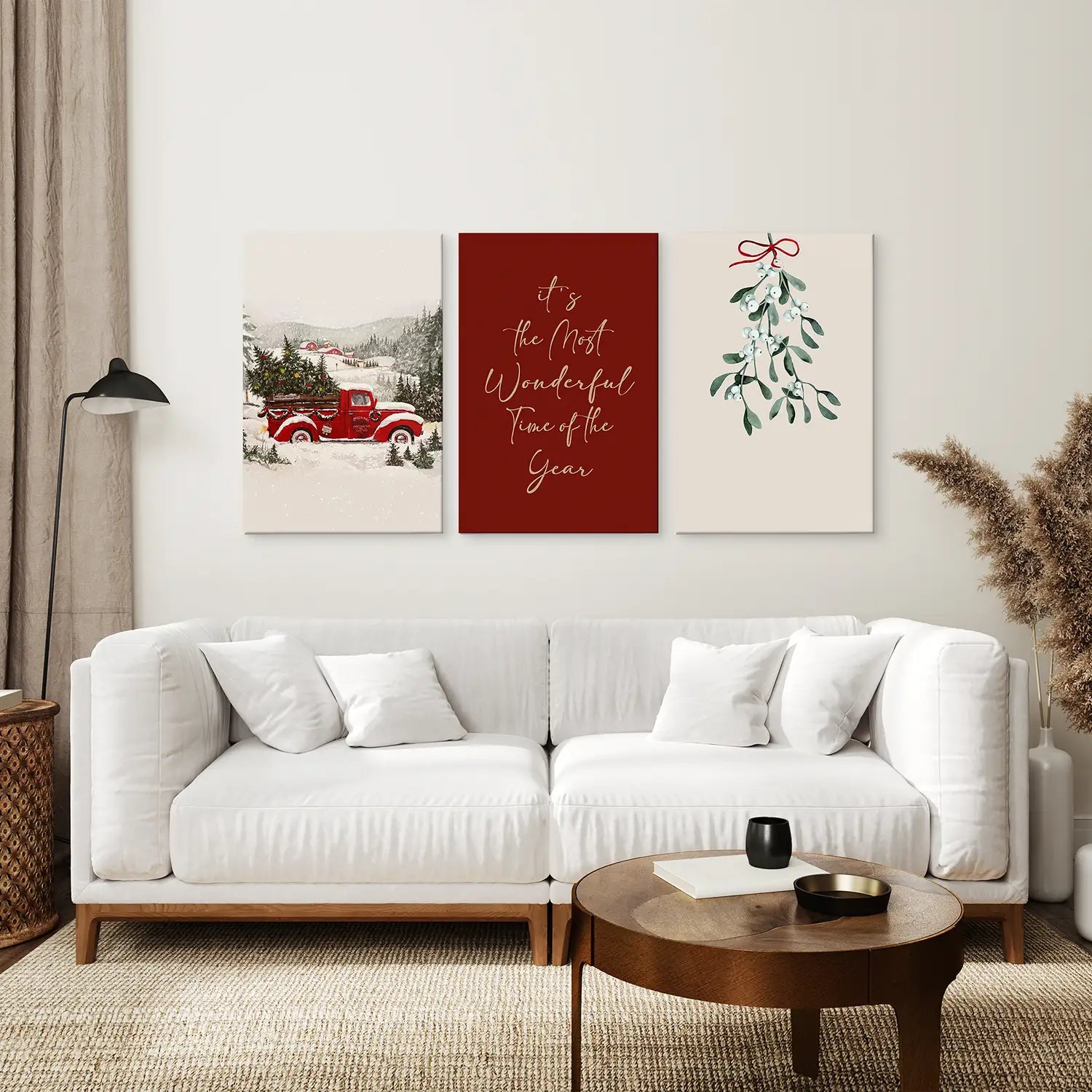 Winterliche Feiertagslandschaft 3er-Set Wandkunst