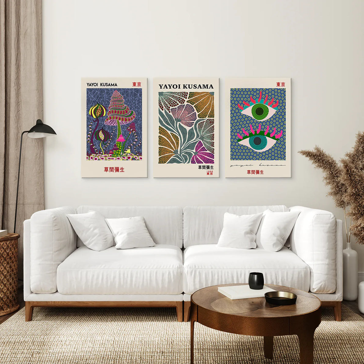 Buntes Yayoi Kusama Poster-Set, 3er-Pack, Museumskunst