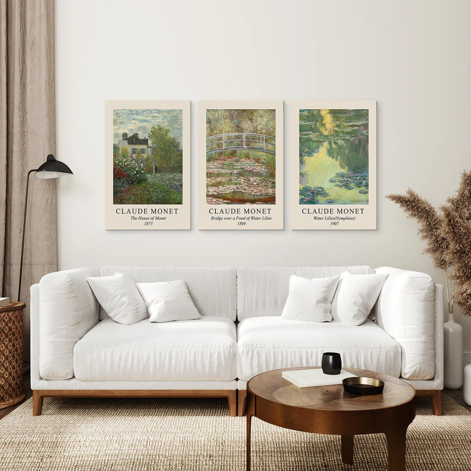 Claude Monet Kunstdrucke 3er-Set | Seerosen Wandkunst Poster