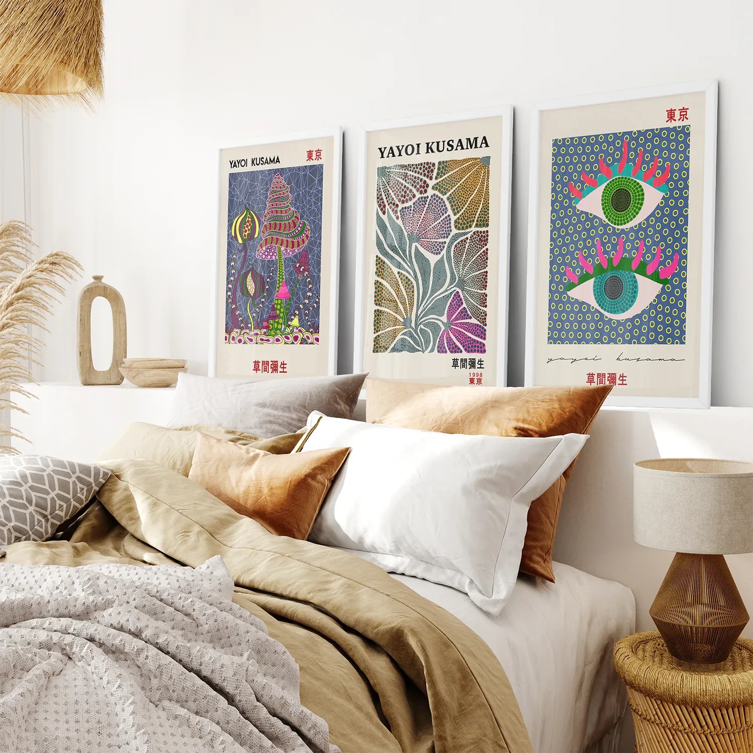 Buntes Yayoi Kusama Poster-Set, 3er-Pack, Museumskunst