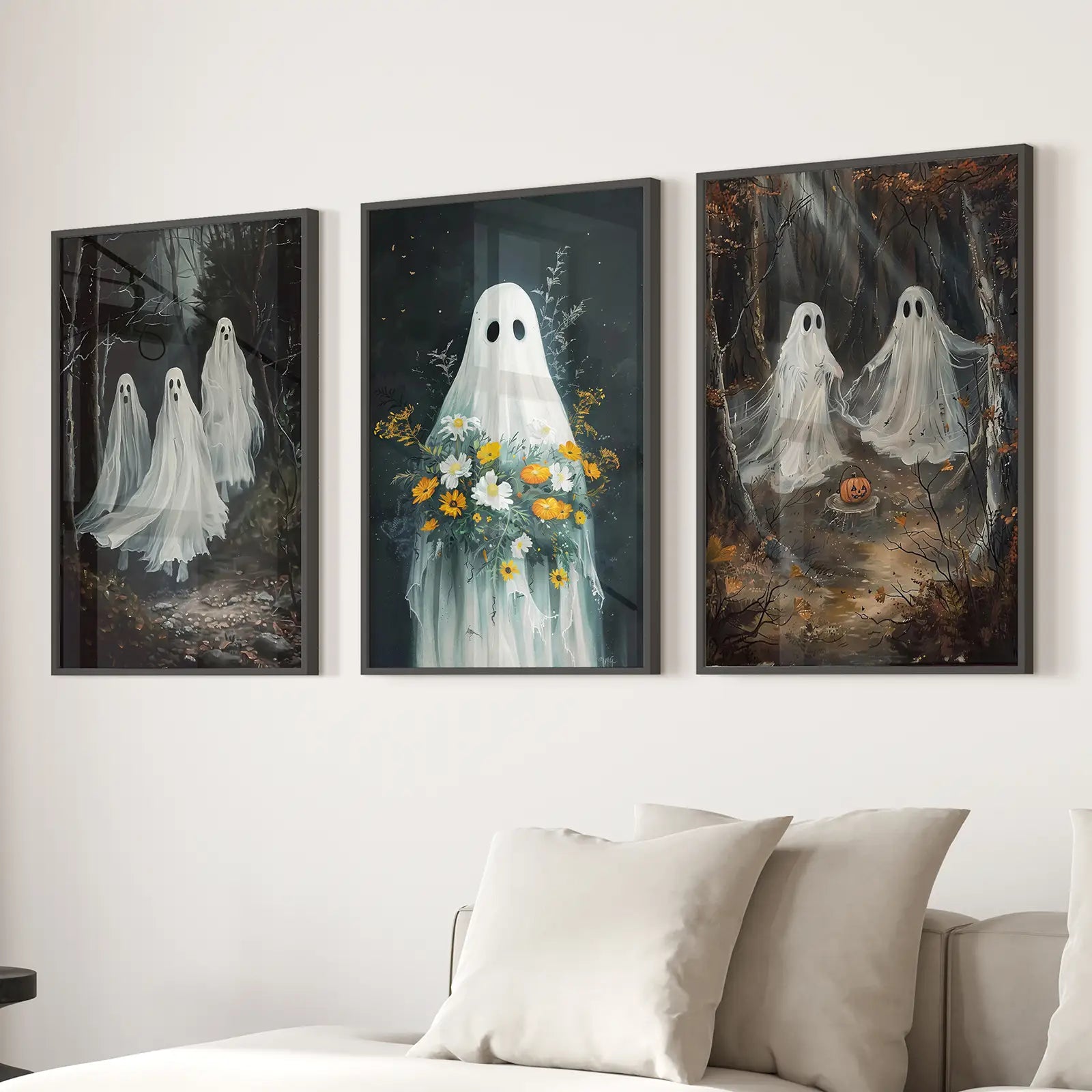 Halloween Geister im Wald Wandkunstdrucke