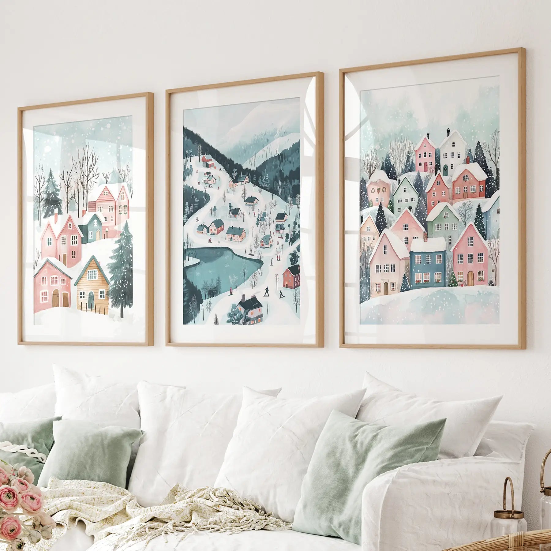 Weihnachtsdorf Süße Winterlandschaft Poster