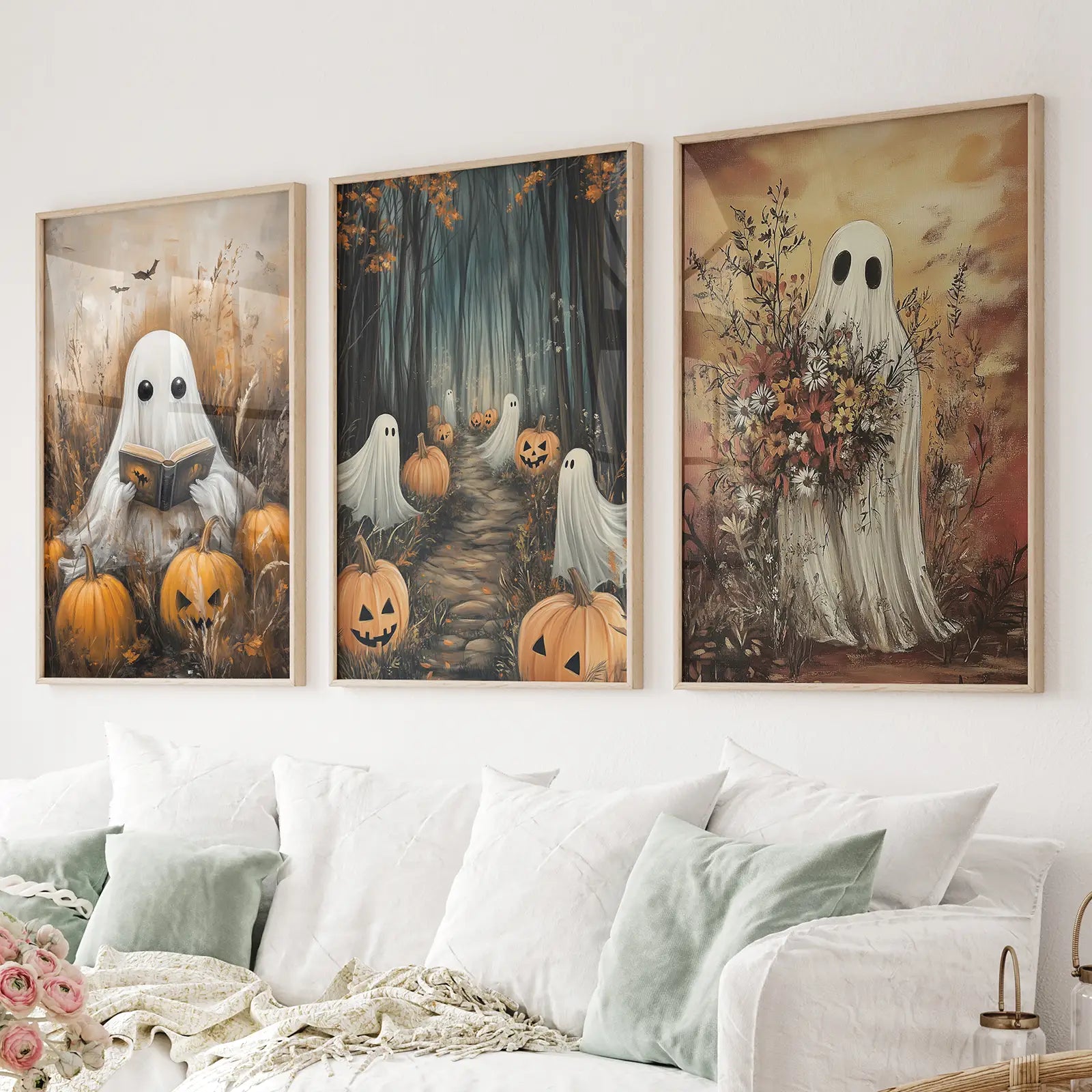 Ghosts Halloween Trendiges Wandkunst-Poster-Set Deko