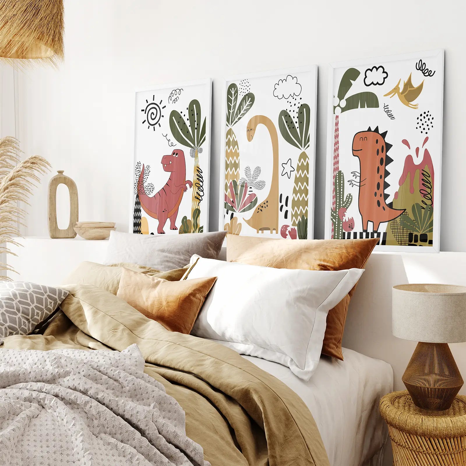 Süße Dino-Drucke Set Jungen Kinderzimmer Wandkunst Deko