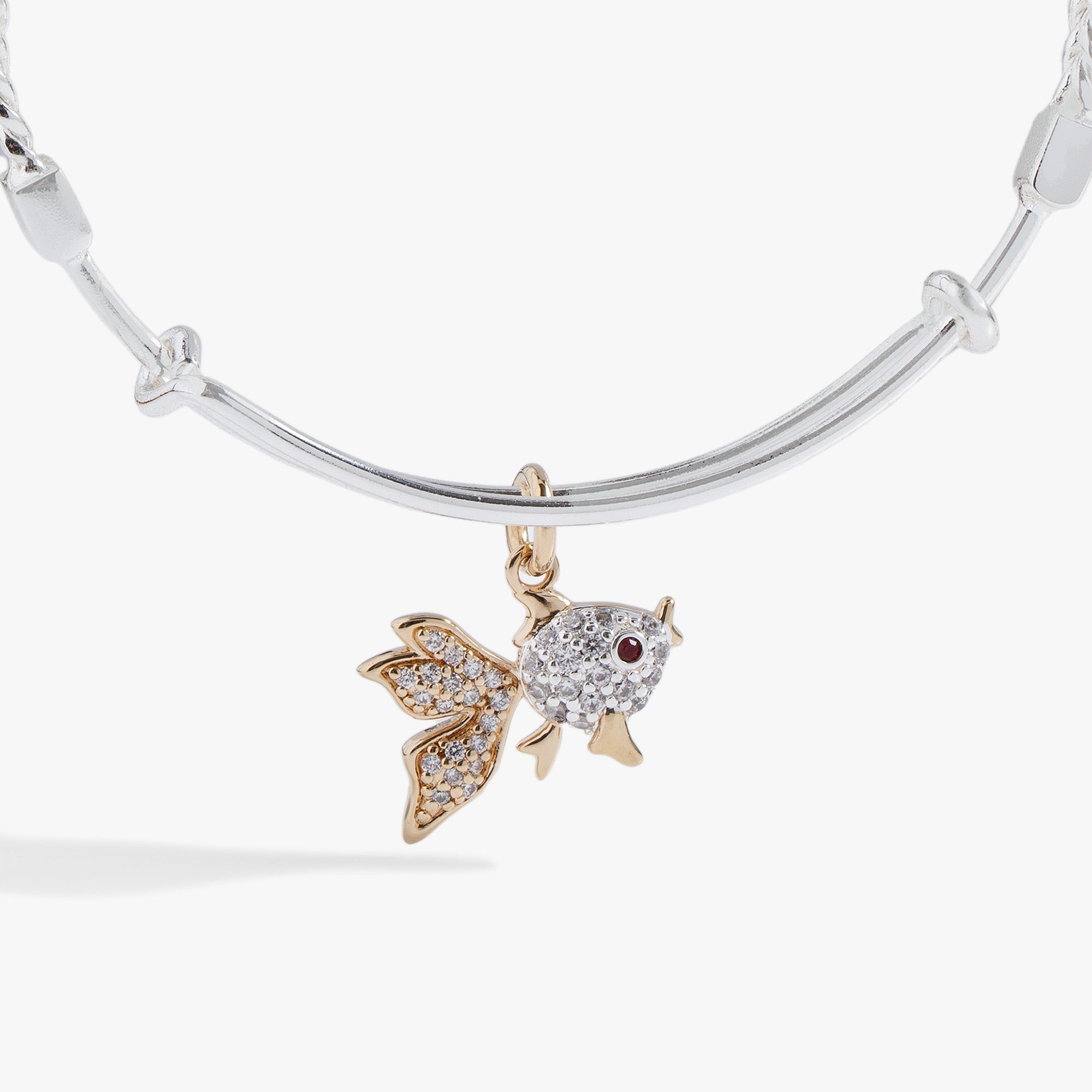 Textured Goldfish Charm Bangle