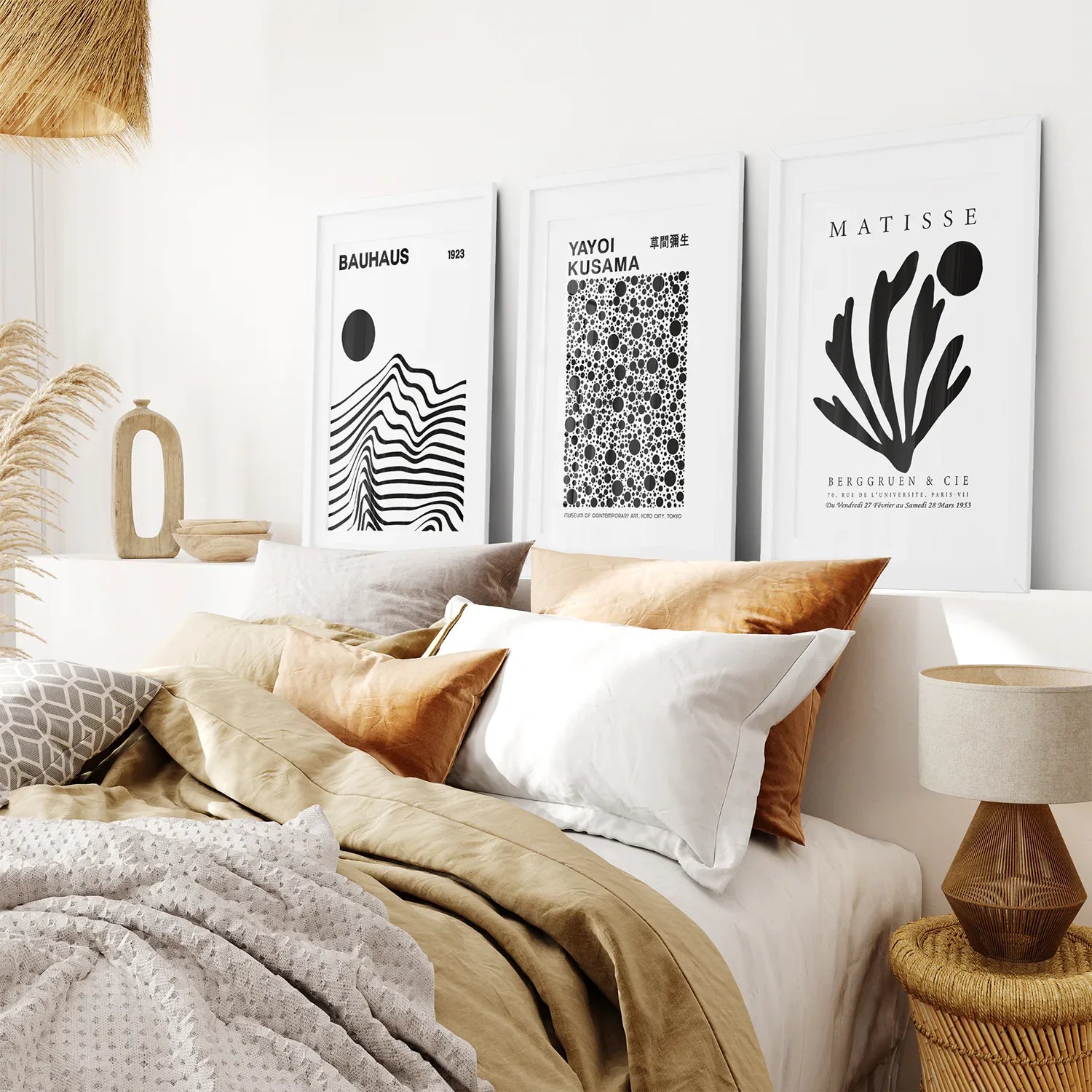 3er Set schwarz-weiße minimalistische Drucke