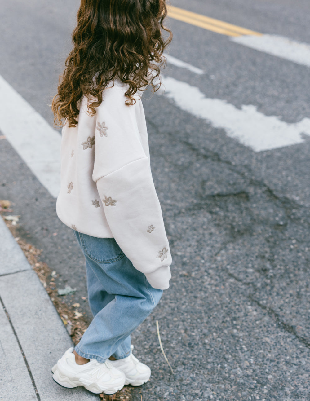 Blumenmuster Kinder-Half-Zip