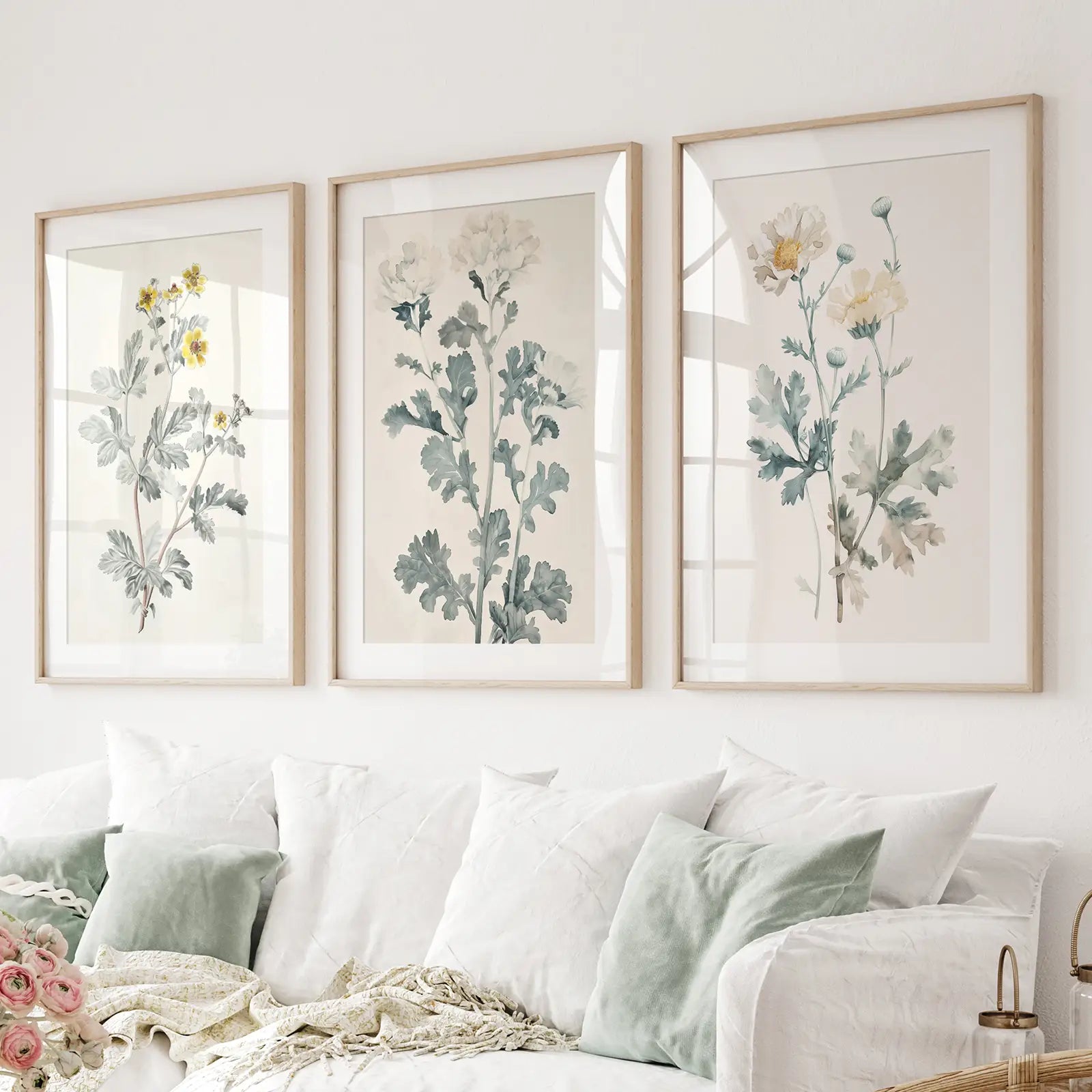 Wandbilder-Set: Wiesenblumen-Aquarellposter