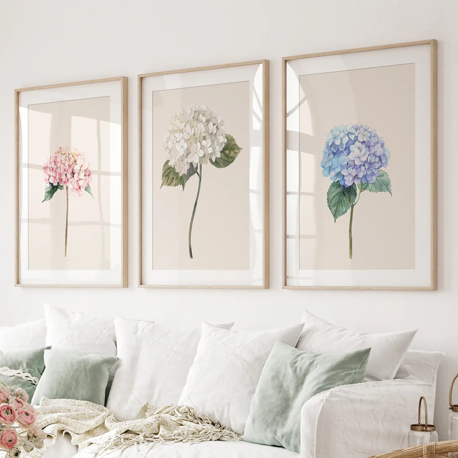 Minimalistische Botanische Hortensien-Kunstdruck-Dekoration