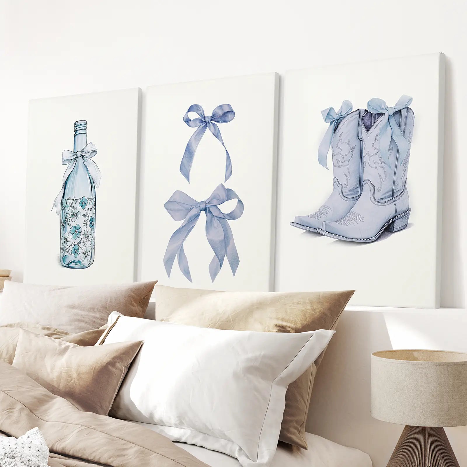 Preppy Aesthetic Schlafsaal-Dekoration Blaue Wandkunstdrucke