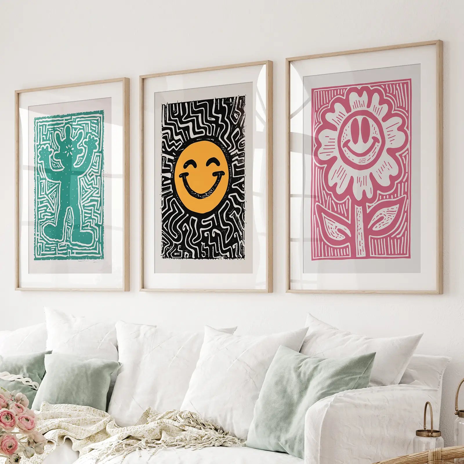 Ausgefallene Wandkunst. Hippes Poster. Trendiges Deko-Set
