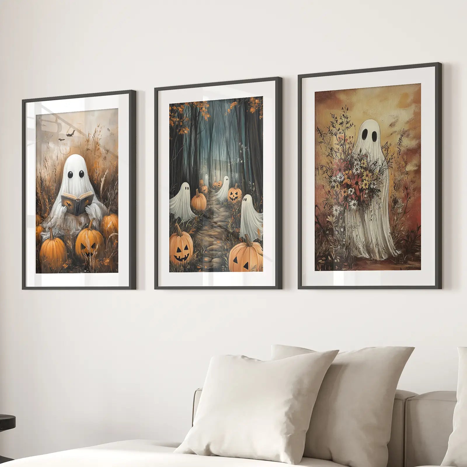 Ghosts Halloween Trendiges Wandkunst-Poster-Set Deko