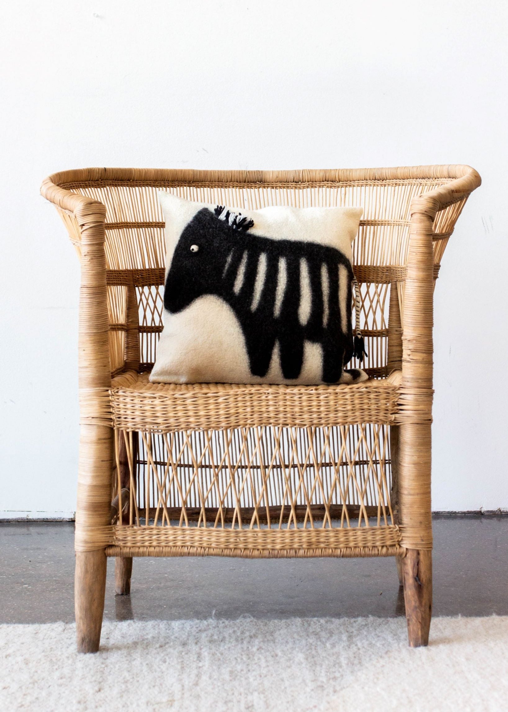 Felted Wool Zebra Throw Pillow