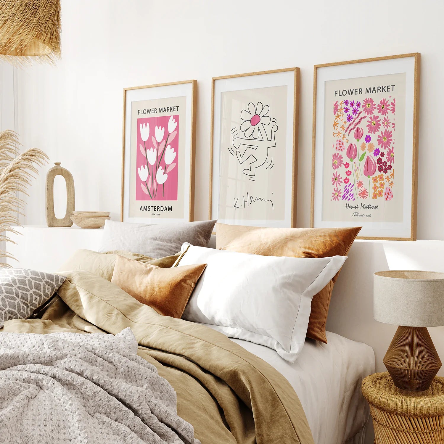 Keith Haring & Matisse Rosa 3er-Set Kunstdrucke