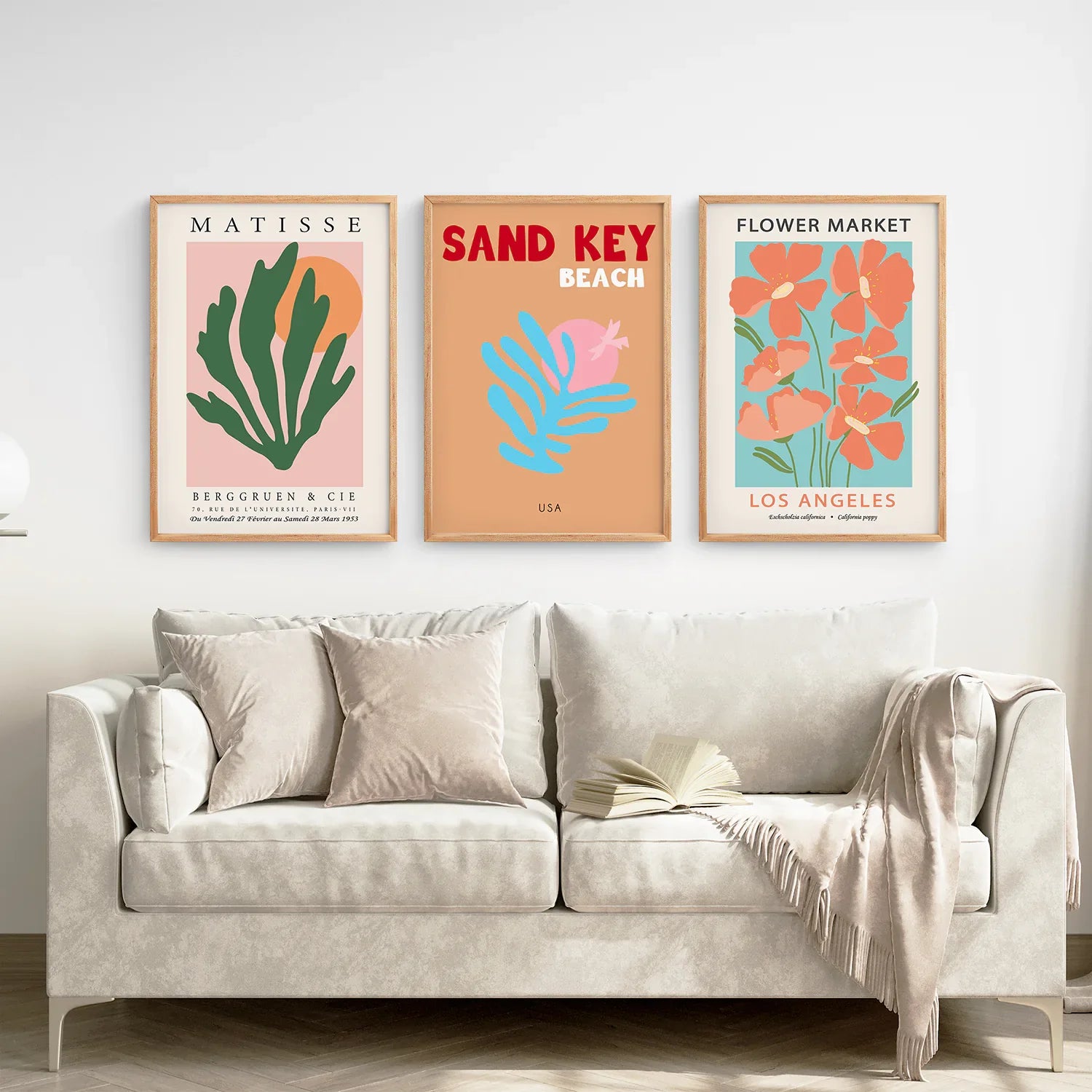 Trendige farbenfrohe Kunstdrucke im 3er-Set – Henri Matisse