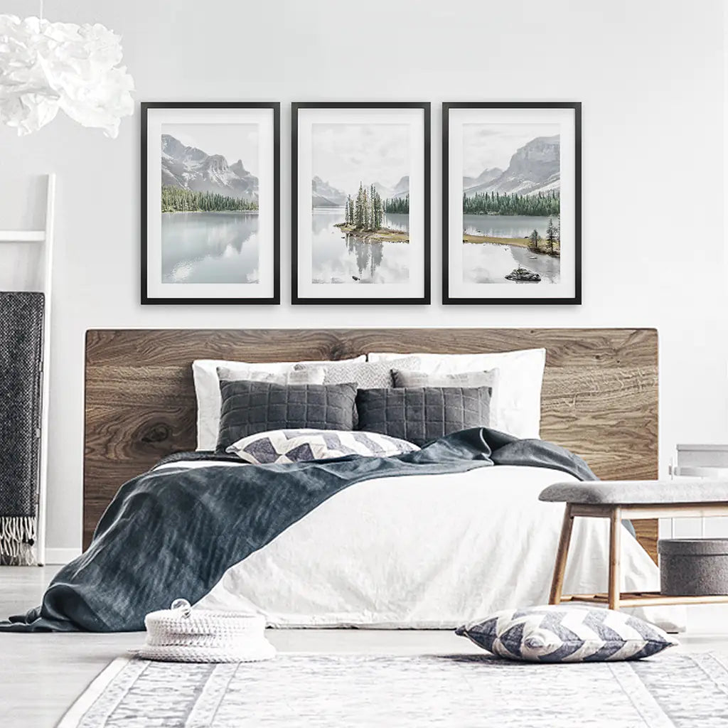 Jasper-Nationalpark Bergsee-Triptychon. Kanadische Natur