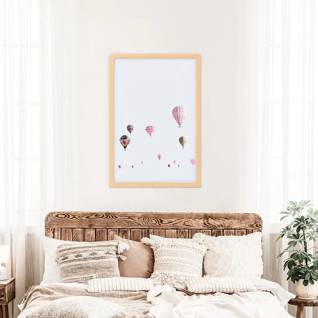 Ballons in Rosa als Kunstdruck. Wandbild für Kinderzimmer