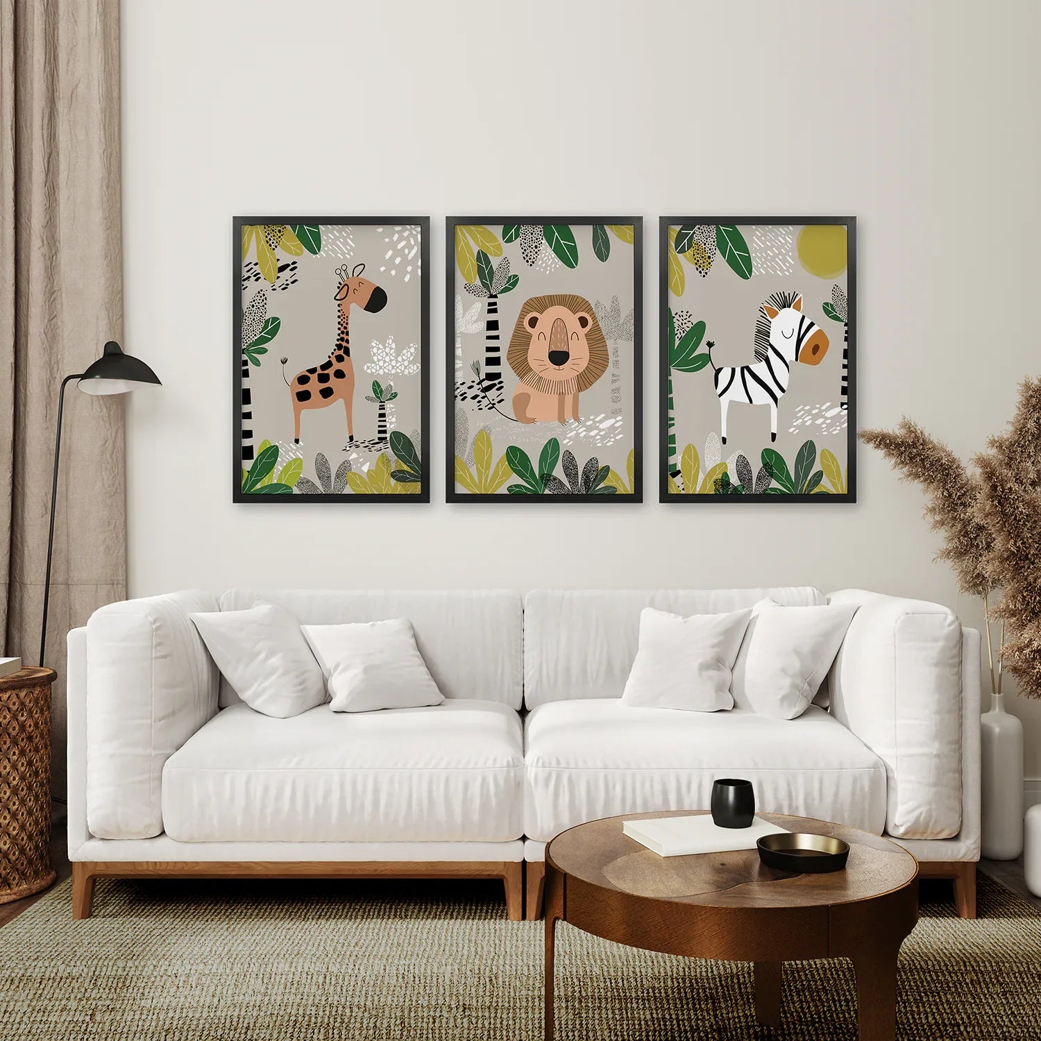 3er-Set Wandbilder „Safari-Babytiere“