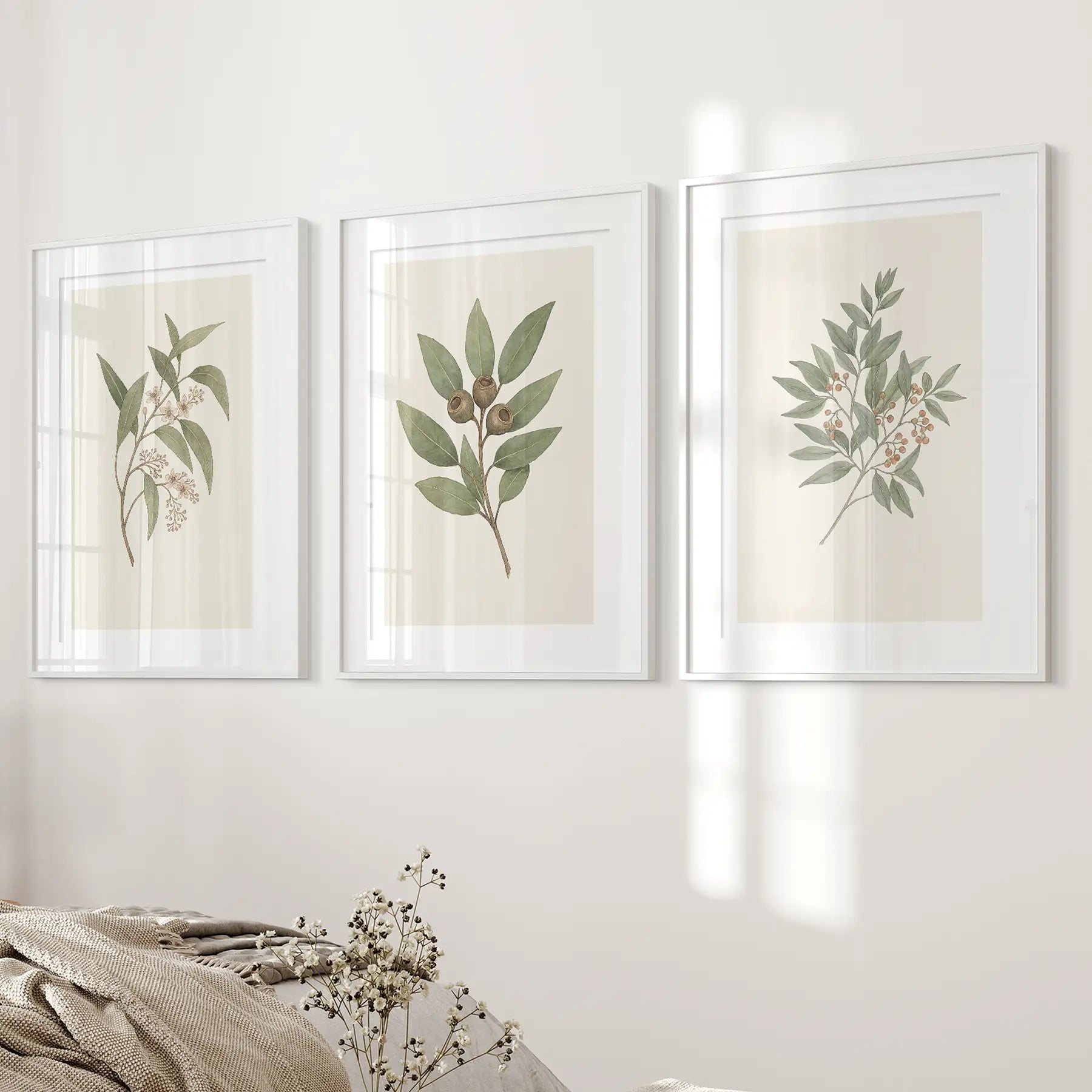 Vintage Neutral Botanische Wandbilder-Set