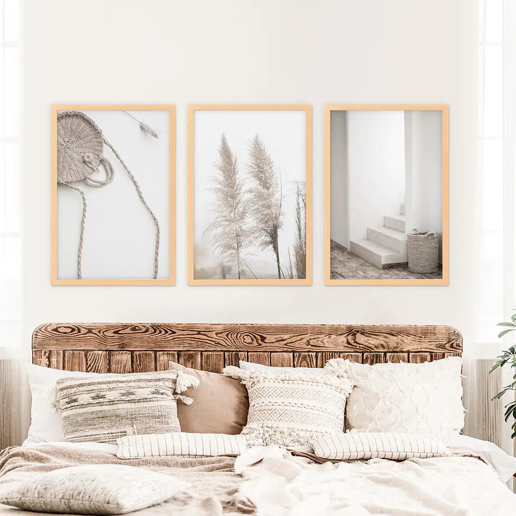 Natürliche Töne Boho Minimalistische Wanddekoration. Pampasgras