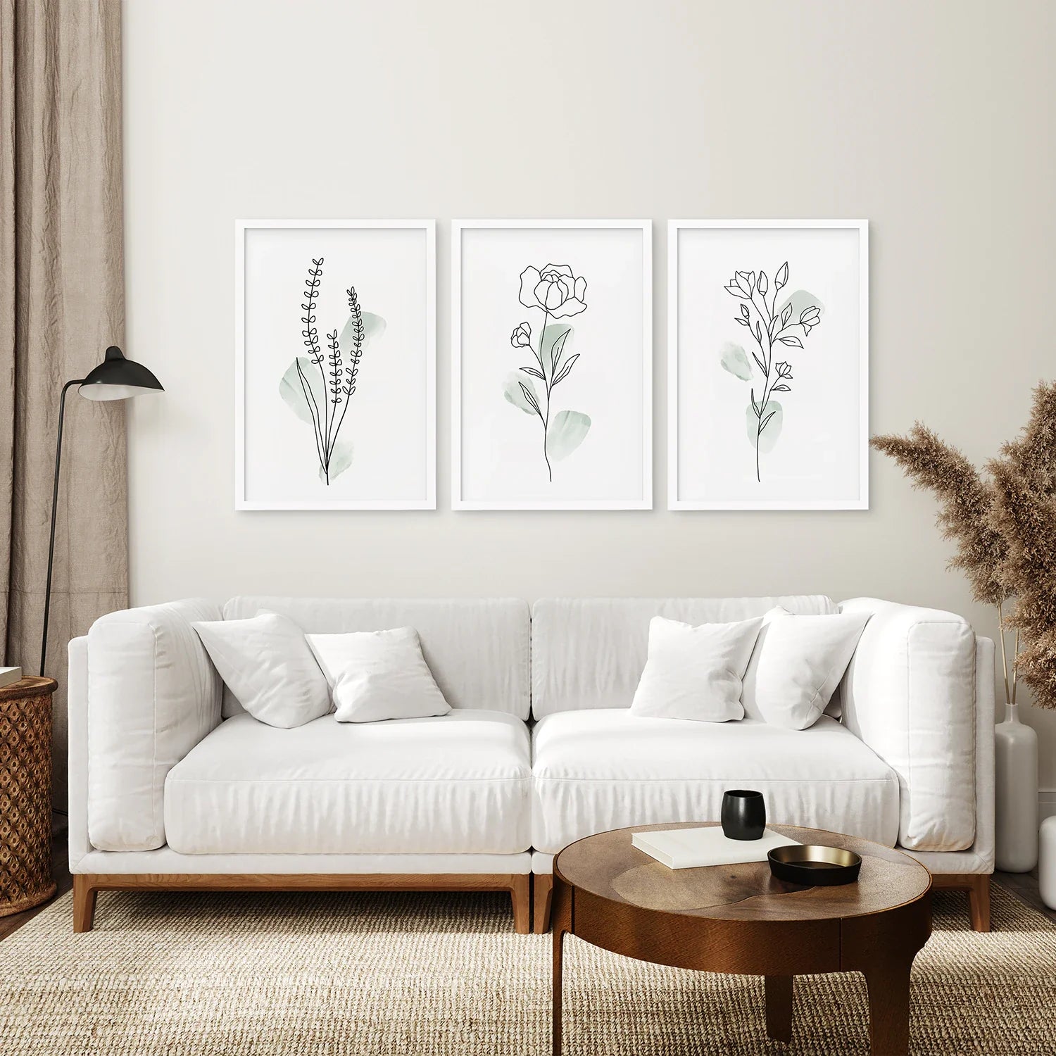 Boho Botanical Kunstdrucke | 3er Set grüne Blätter