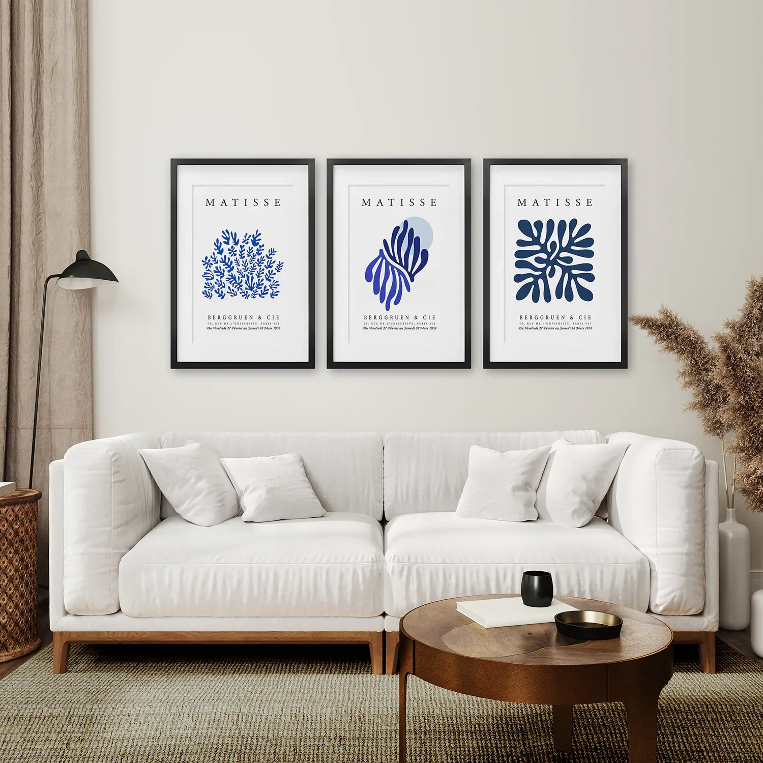 Marineblaue Henri Matisse Cut-Outs. 3er Set Drucke
